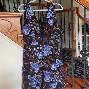 Chic Black and Blue Floral Mini Dress